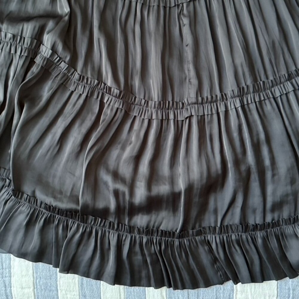 Ulla Johnson, Olivia Midi Dress in Black Satin, Size 0 - Picture 13 of 16